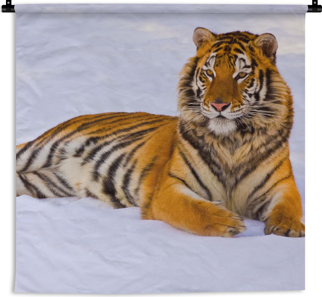 MuchoWow Wandteppich Wandbehang Tiger - Schnee - Winter - Tiere 60x60 cm Tapisserie Dekoration Wandtuch - Dekorationen - Wand Decke