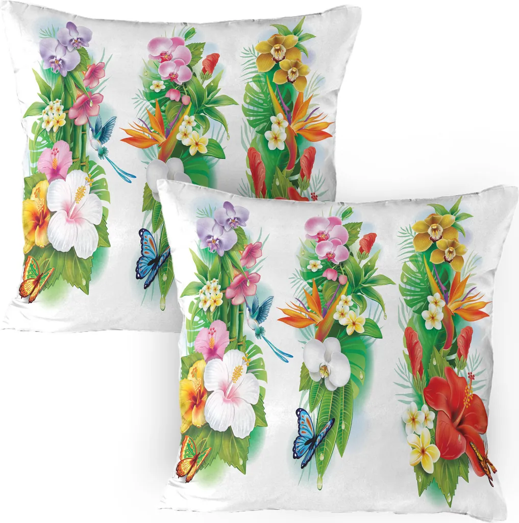 Federe 80x80 ABAKUHAUS Bouquet Tropicale - Decorazione Casa Set 2