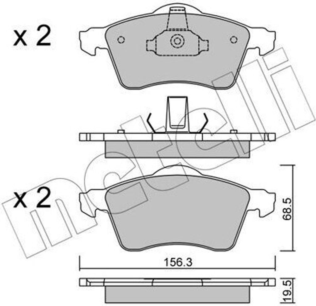 METELLI Bremsbeläge Satz Vorne Bremsklötze für VW Transporter IV Bus (70B, 70C, 7DB, 7DK, 70J, 70K, 7DC, 7DJ) 22-0263-0
