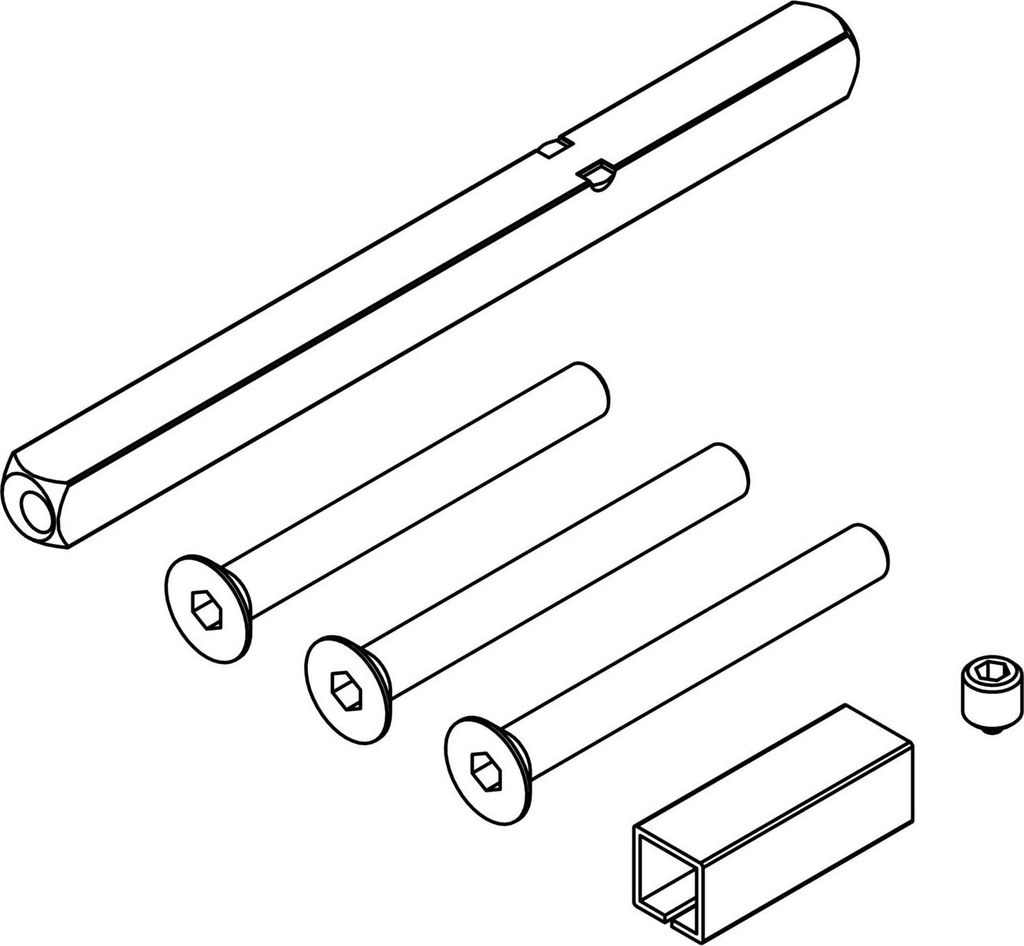 Griffwerk Montage-Set TITANO Schild SB_884 Drücker/Drücker Hohlstift 8x8mm mit Schrauben -Überschubhülse 8/10 -Stift M12, TS 55-60mm