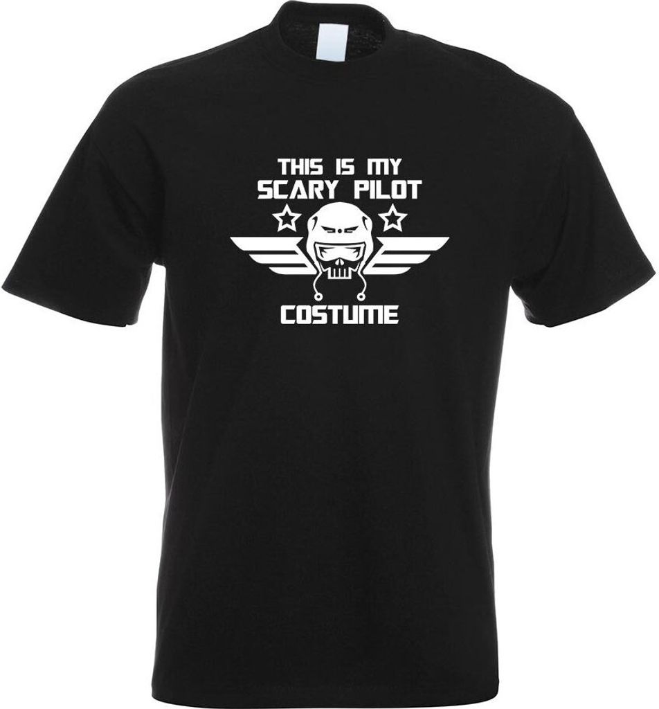 Kiwistar - T-Shirt - schwarz - This is My Scary Pilot Costume Motiv Bedruckt Funshirt Design Print - mit Motiv Bedruckt - Funshirt Design - Sport -...