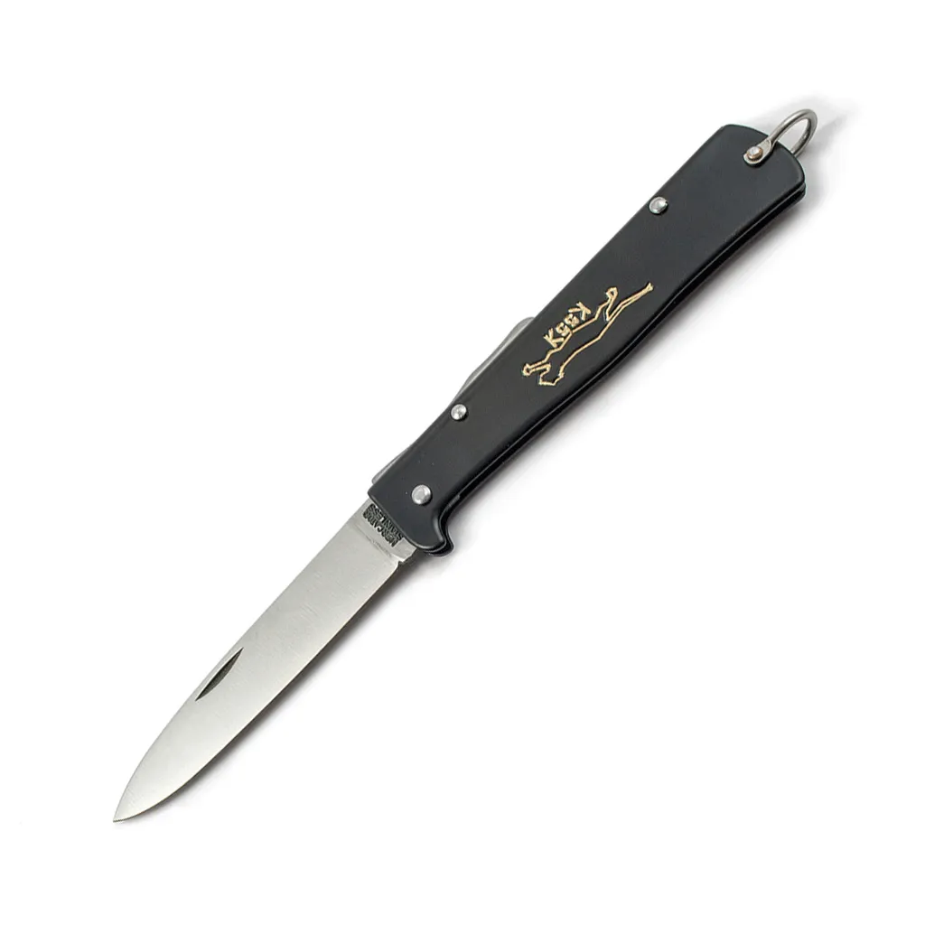 Couteau Otter Mercator K55K au Carbone, Manche Extra Plat Noir Résistant