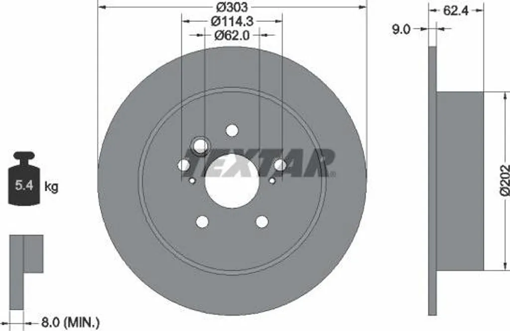 Disque de frein pour Toyota RAV 4 TEXTAR 92144103 - Idéal pour la Route