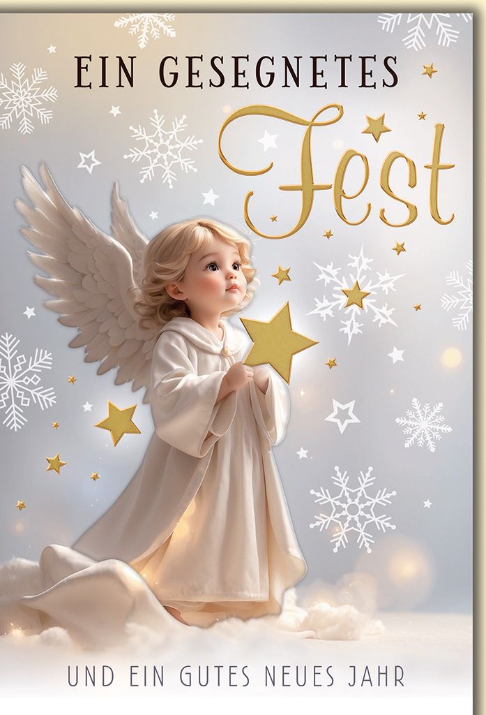 Weihnachten Engel mit Stern ein gesegnetes Fest Glückwunschkarte mit Umschlag
