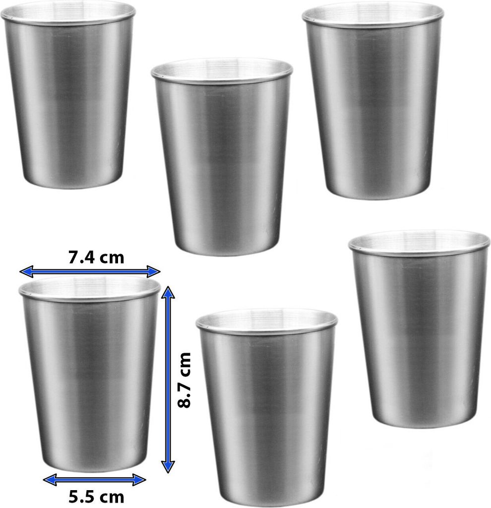 Sada 6 nerezových kelímků, 230 ml, se zaobleným okrajem Obrázek produktu 