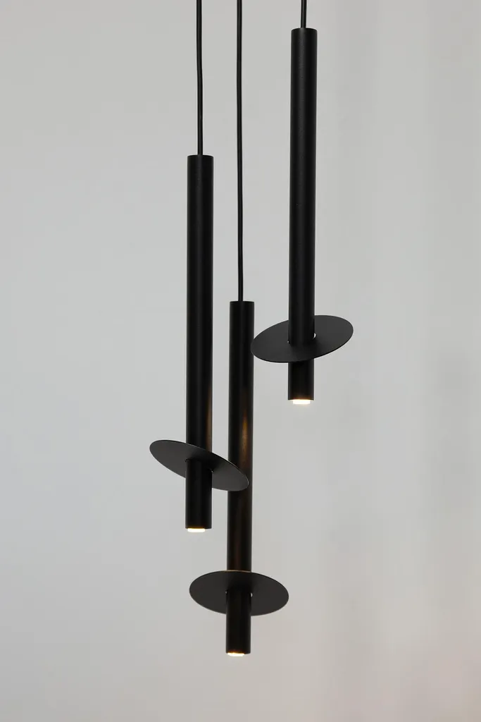 Suspension design noire 3 tubes G9 en métal 130cm SOPEL RING