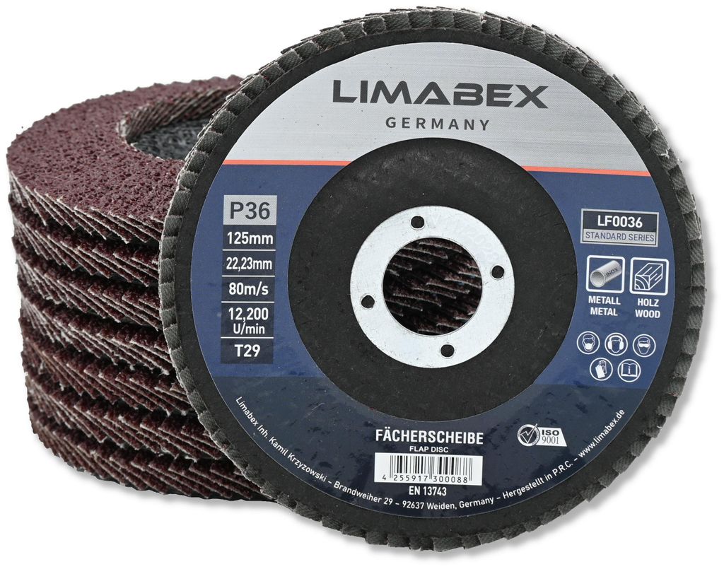 Fächerscheiben 125 mm Holz Metall P36 Lamellenscheiben 5 Stück