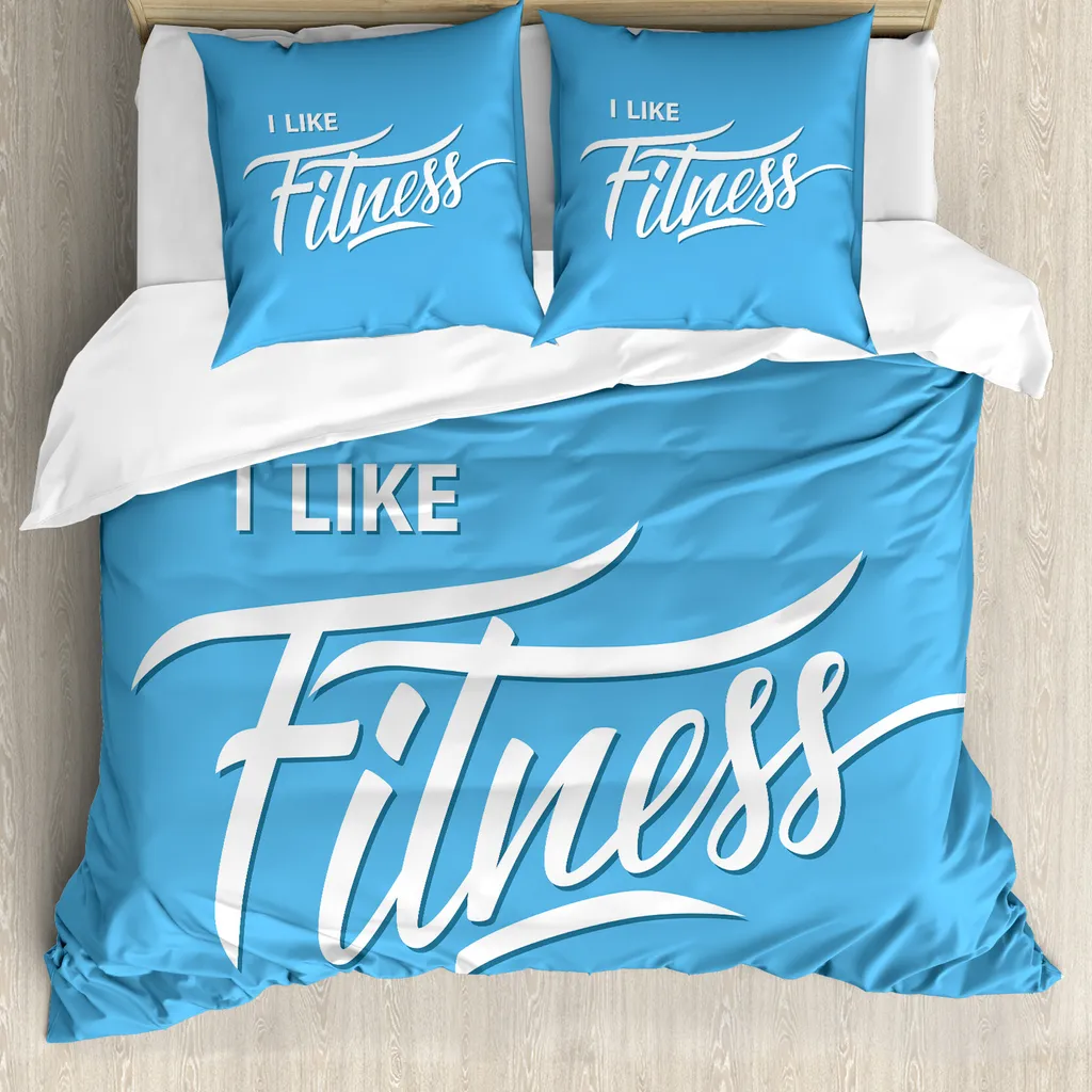 Copripiumino ABAKUHAUS Fitness 200x200 cm Anallergico Azzurro Bianco
