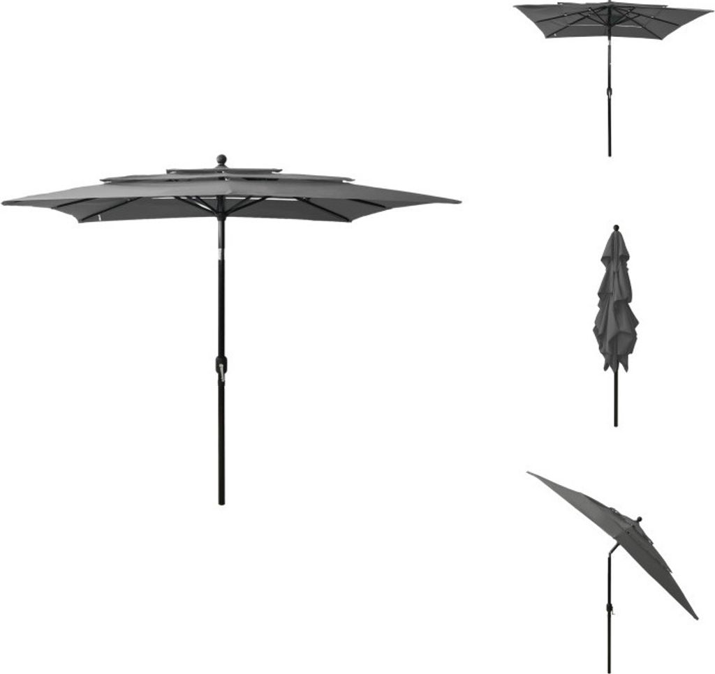 vidaXL Sonnenschirm mit Aluminium-Mast 3-lagig Anthrazit 2,5x2,5 m - Sonnenschirme & Sonnenschutze