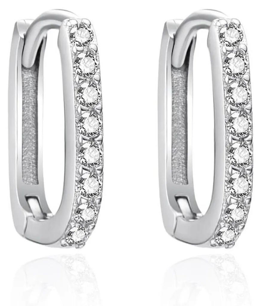 Boucles d'oreilles ovales argent et zircons pour mariage et soirée