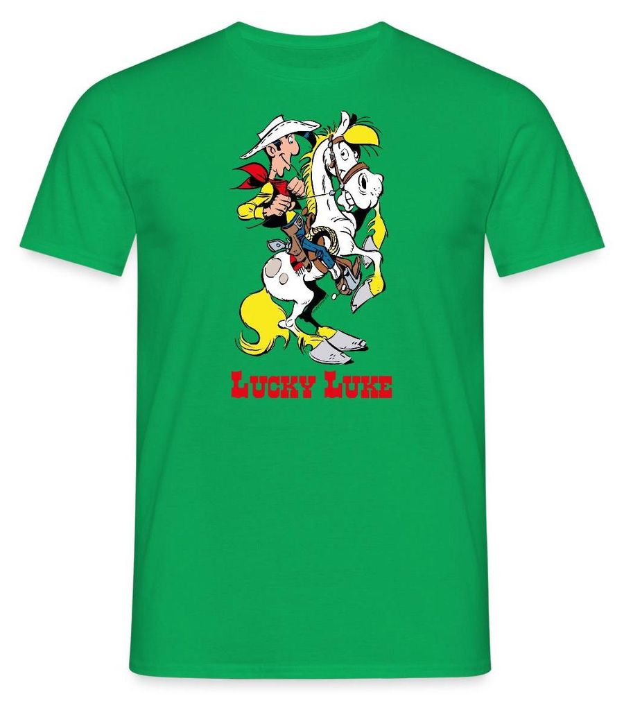 Spreadshirt Lucky Luke mit Pferd Jolly Jumper Männer T-Shirt, XL, Kelly Green