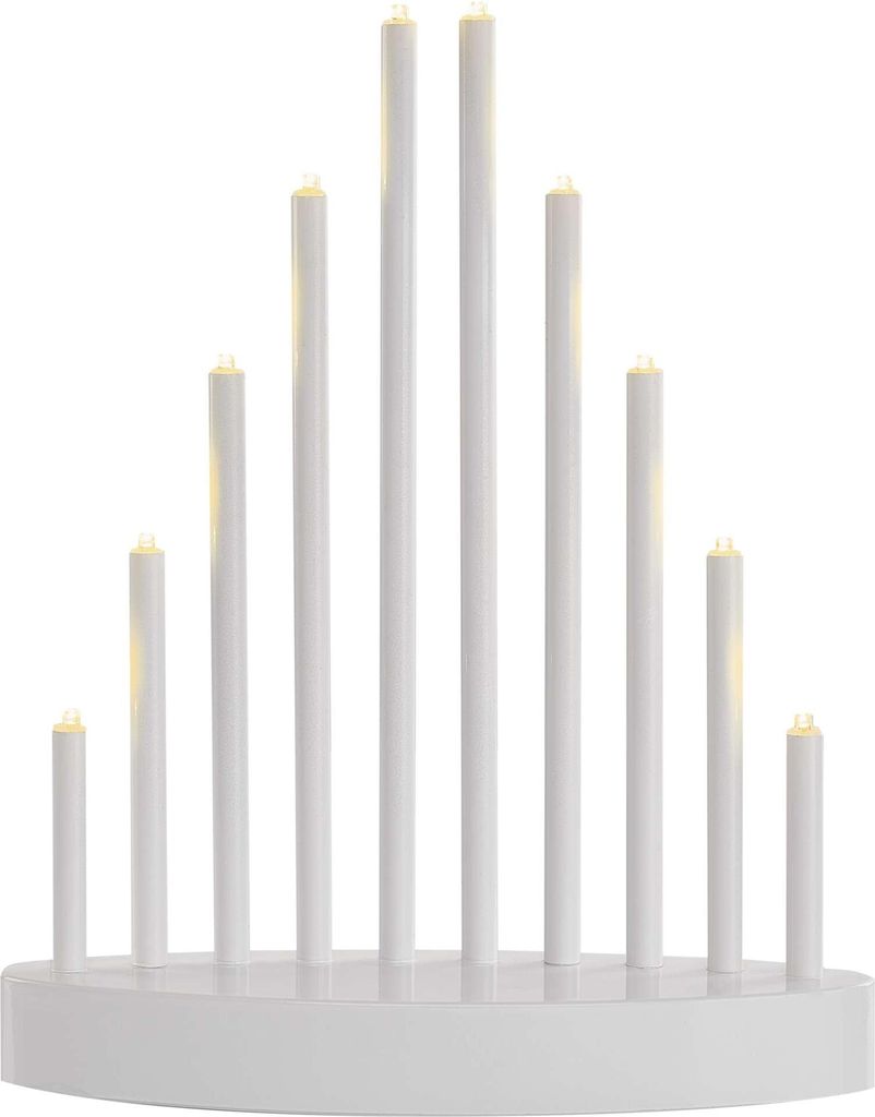 LED Kerzenhalter weiß, 24,5 cm, 3x AA, Innen, warmweiss, Timer