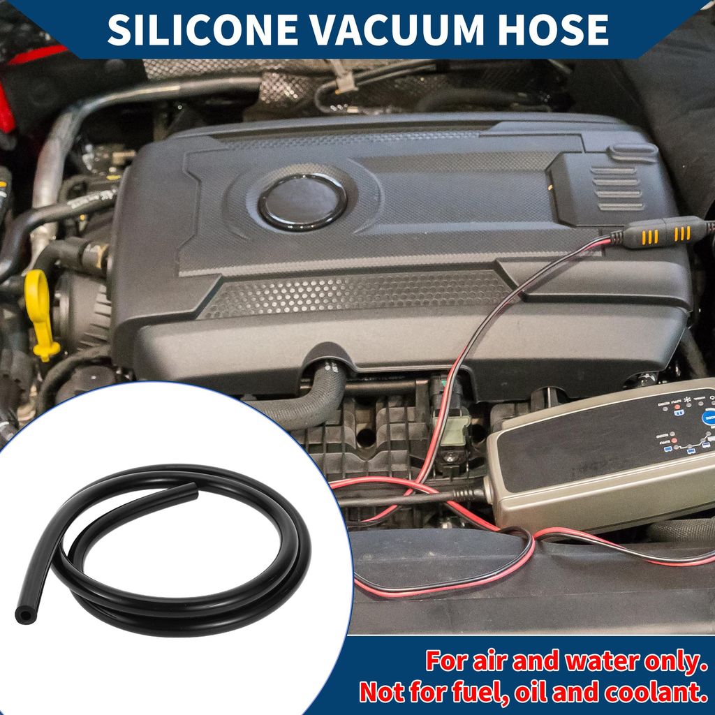 Silikon-Vakuumschlauch für Automobil-Vakuumsysteme Hochtemperatur 4FT 1/4" 6mm ID 3,5mm Dicke 1 Stück Schwarz