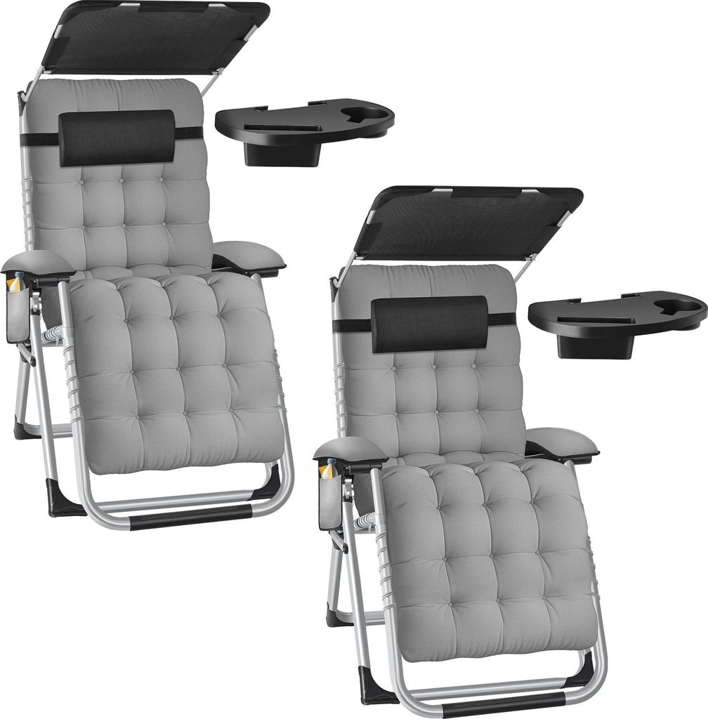 Chaise longue pliable CLOUD II avec pare-soleil - gris Image du produit 