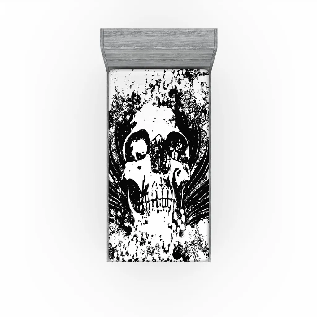 Drap-housse 180x200 pour déco de chambre gothique crâne et univers sombre - 2