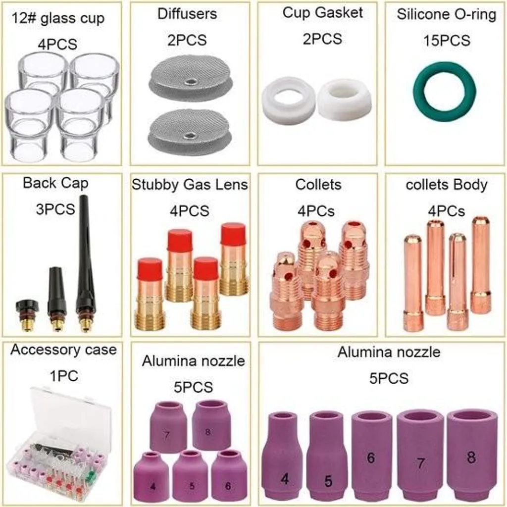 Kit maintenance soudure TIG 48 pièces pour torches WP17 WP18 WP26