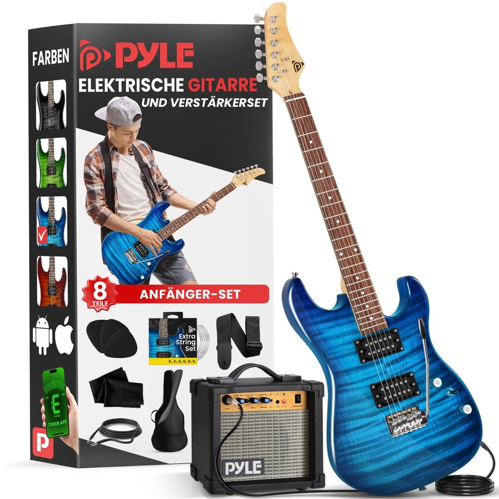 Pyle E-Gitarre mit Verstärker – E Guitar für Anfänger & Produktbild 