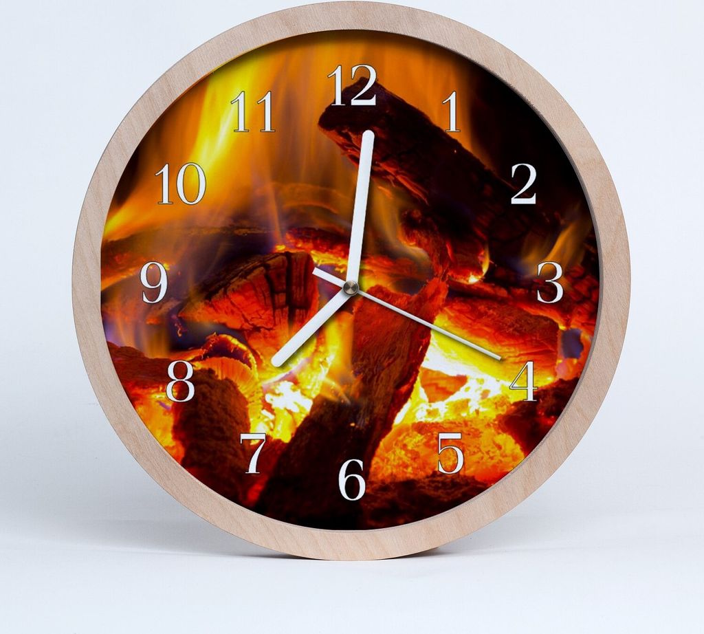Holzuhr 20fi cm wanduhr - Feuer Kamin