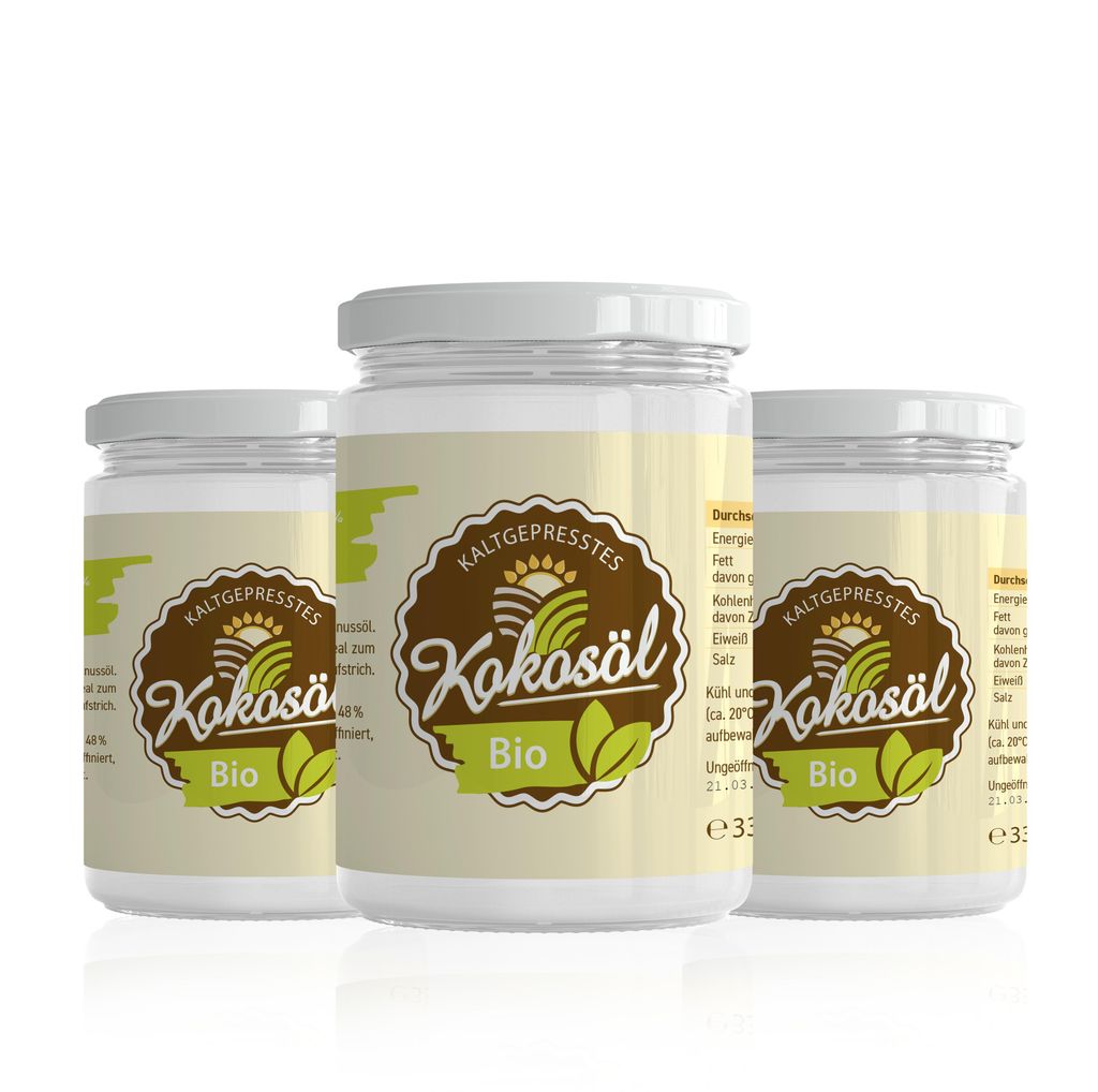 LaFiNa Kokosöl 330g | 3x330g Kombipaket| Premium nativ kaltgepresst | 48% Laurinsäure erste Pressung | Rohkostqualität vegan Kokosfett