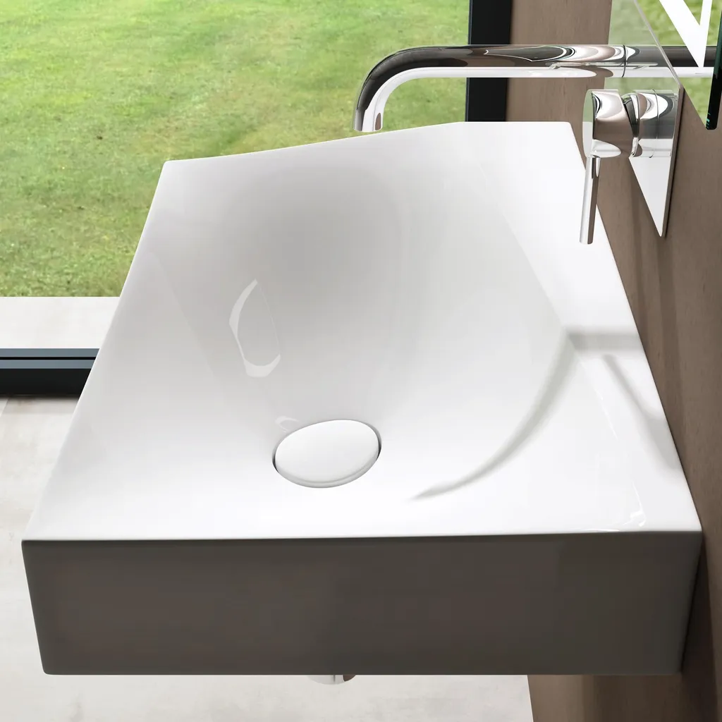 Lavabo Mural Anti-Calcaire 60cm Vasque Solid Surface Facile à Nettoyer