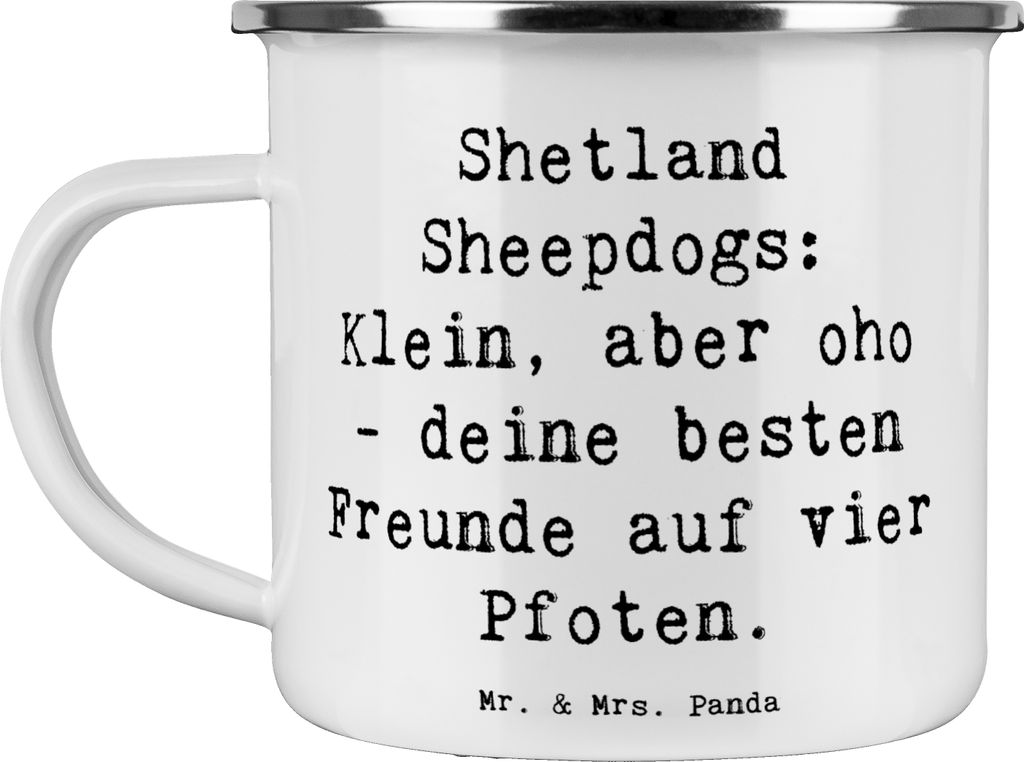 Mr. & Mrs. Panda Teetasse Spruch Shetland Sheepdog Freunde - Weiß - Geschenk, Hunderasse, bedingungsloses Vertrauen, Emaille Tasse, Freundschaft, ...