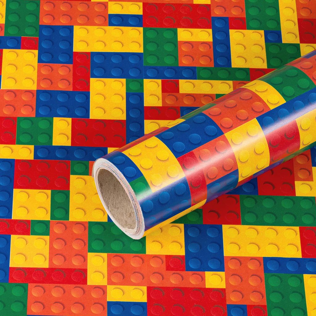 Papier d'emballage en forme de briques, multicolore, 0,70 x Image du produit 