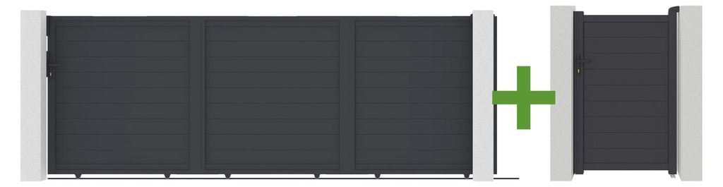 EIGER Schiebetor 4,5 m, 160 cm hoch + EIGER Fußgängertor Produktbild 