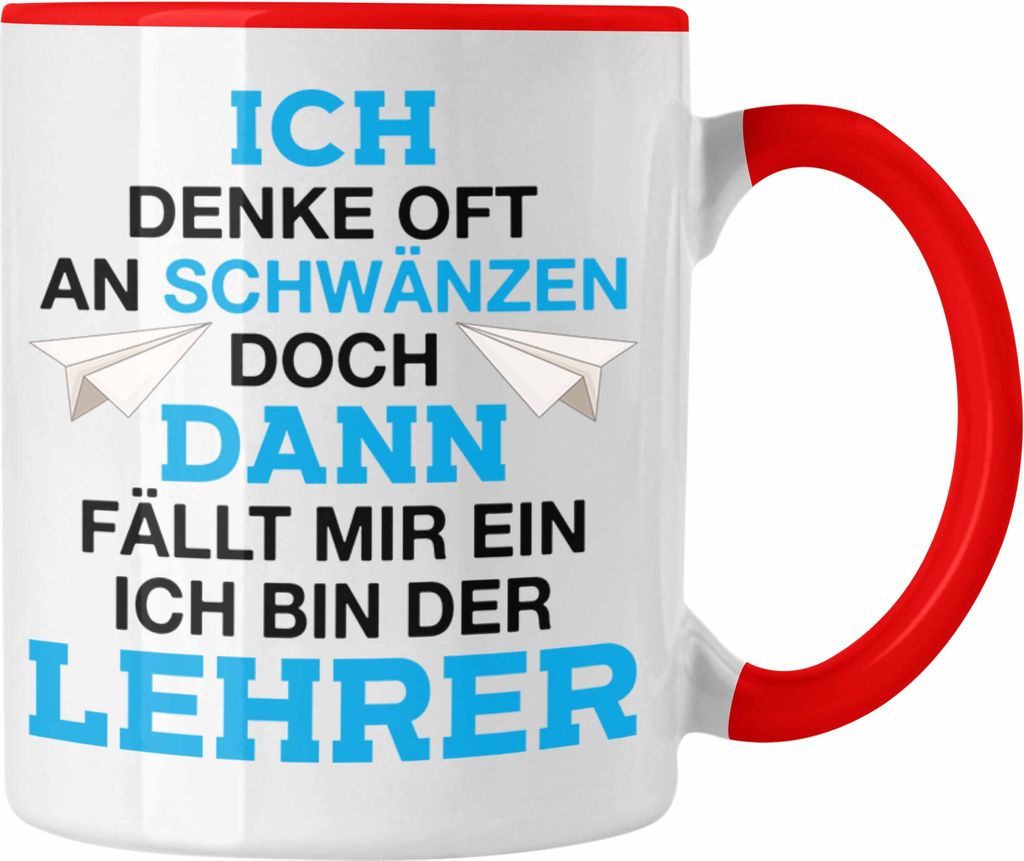 Trendation - Lehrer Geschenk Abschied Klassenlehrer Tasse Geschenkidee Weihnachten Geburtstag (Rot)
