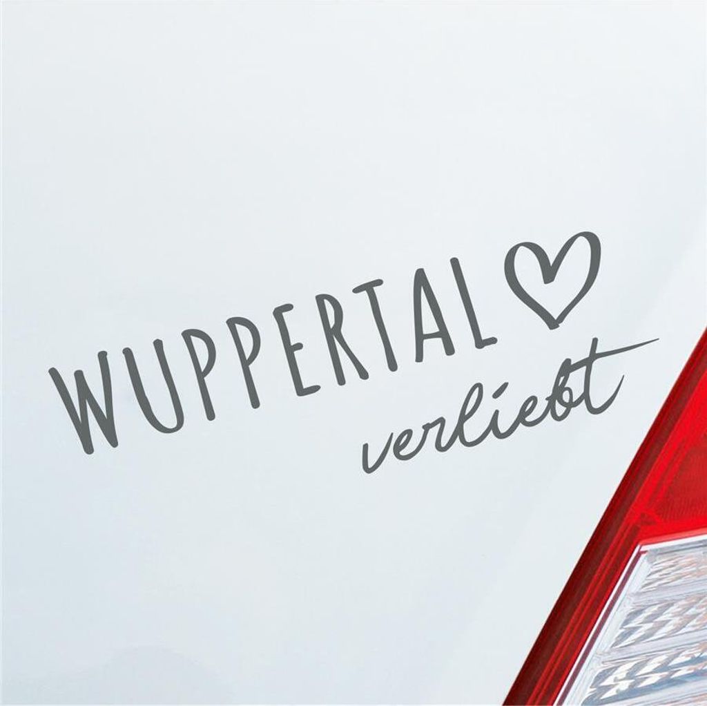 Auto Aufkleber Wuppertal verliebt Herz Stadt Heimat Liebe Car 19x6 cm Grau Sticker Heckscheibenaufkleber