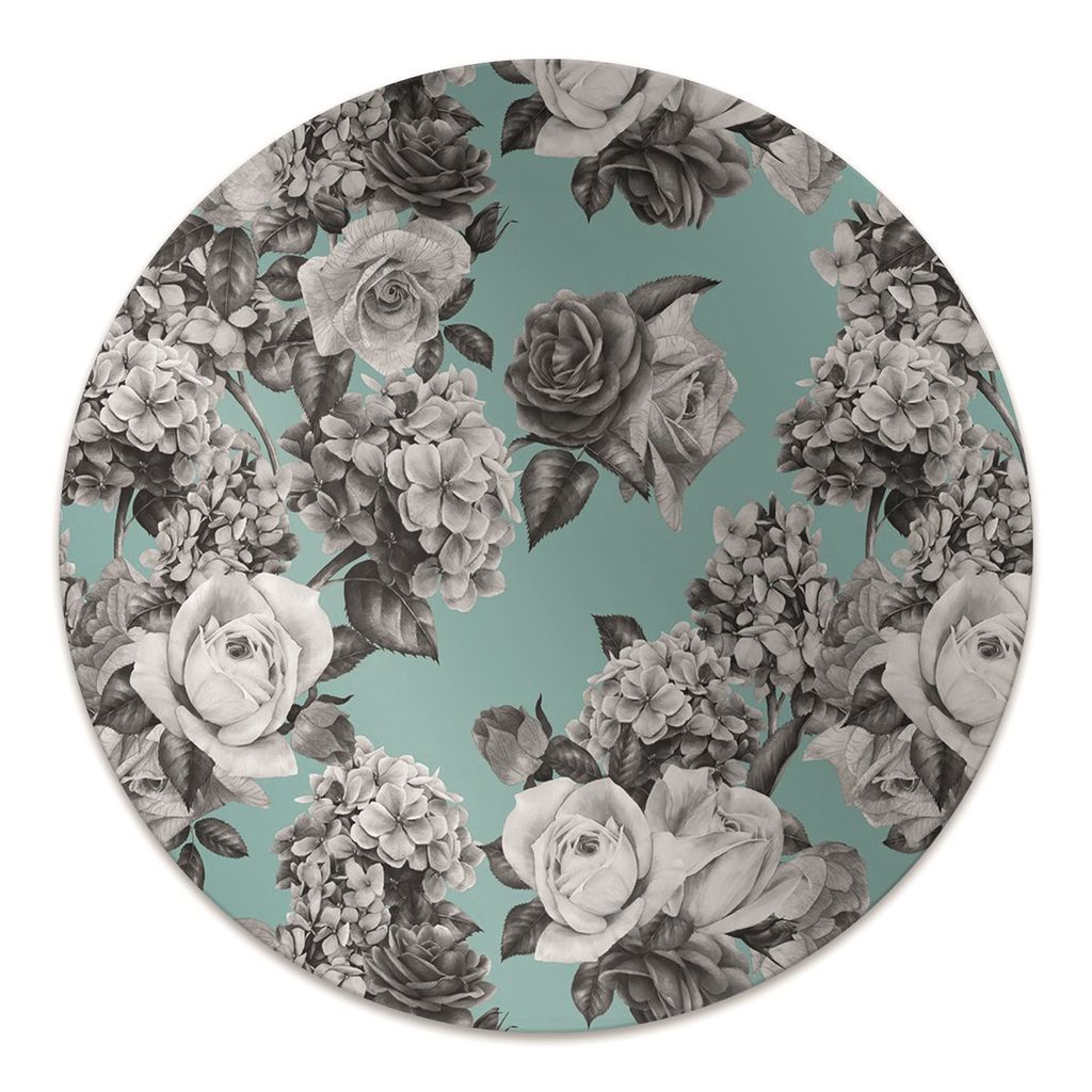 Rundmatte - Stuhlunterlage Bürostuhlunterlage - Rund Ø 100 cm - Bodenmatte - Fußmatte - Schwarze und weiße Rosen