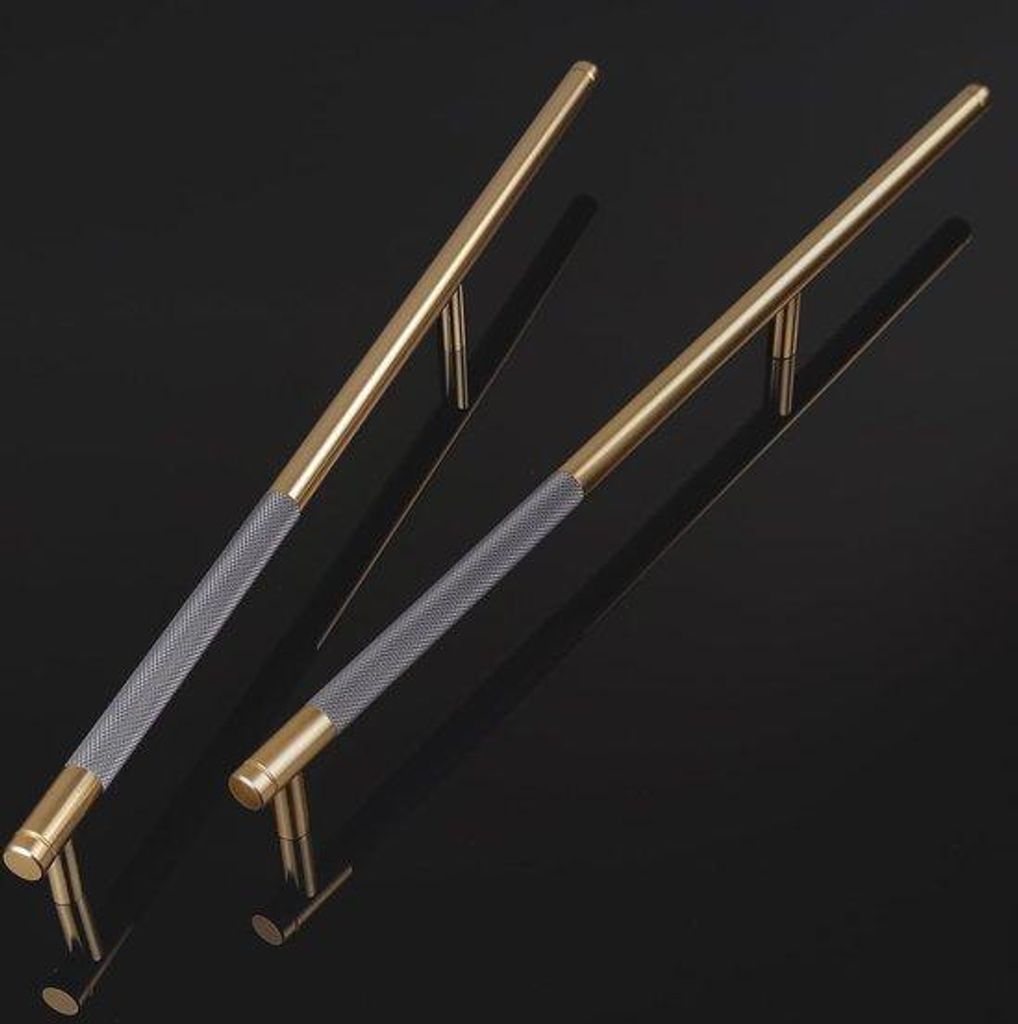 2 Vintage Schubladehenkel in Gatafstand 256mm Goldgelb