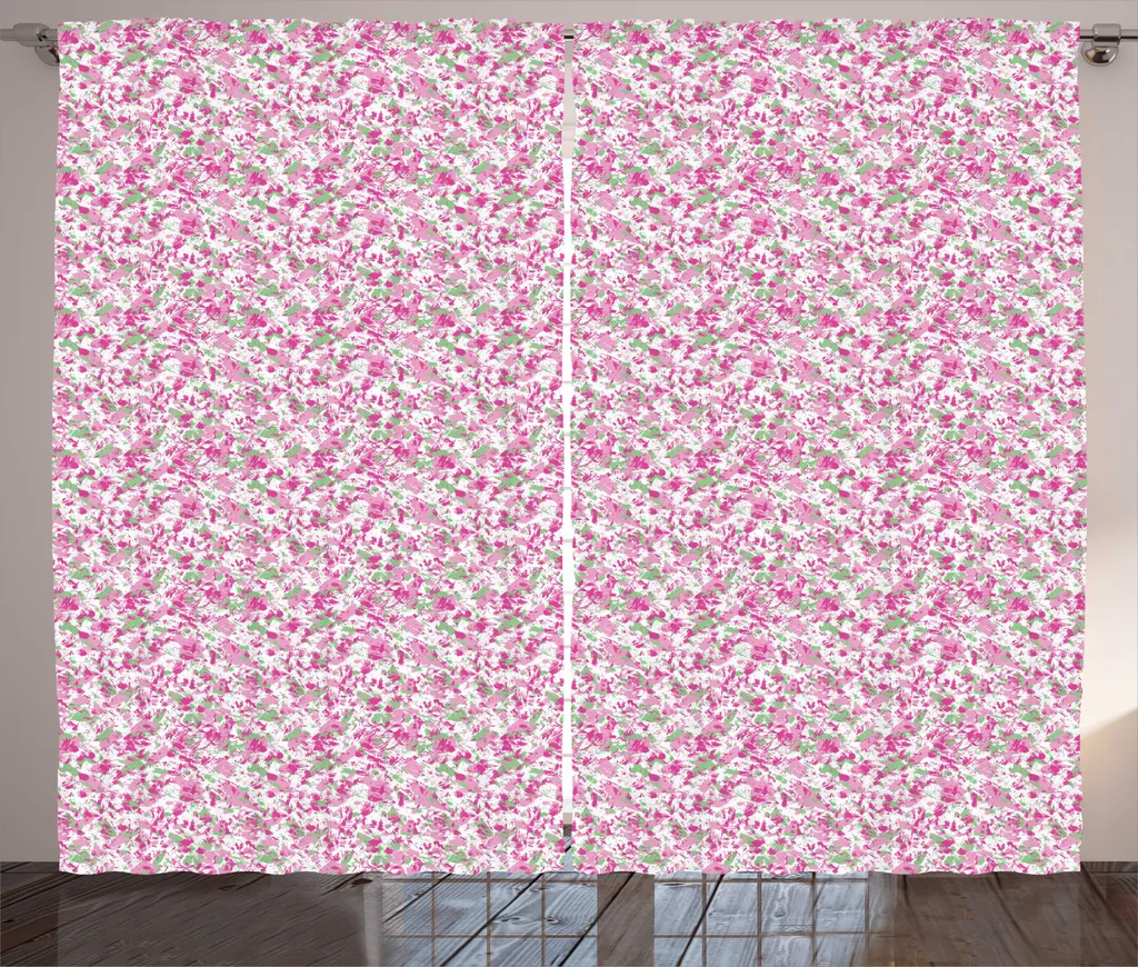 Rideau rustique abstrait grand format lavable pour déco design rose