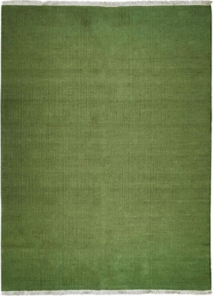 Tappeto in iuta e cotone con frange verde scuro 80x150 Immagine del prodotto 