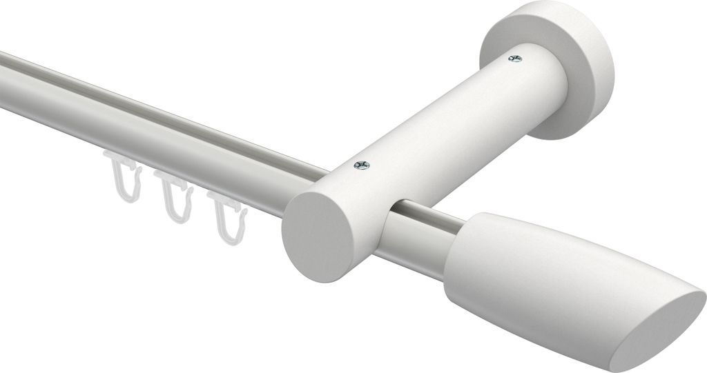 Interdeco Innenlaufstange / Gardinenstange mit Innenlauf Weiß, Typ Talent Etta (Ellipse Schräge), 20 mm Ø 1-läufig, 120 cm
