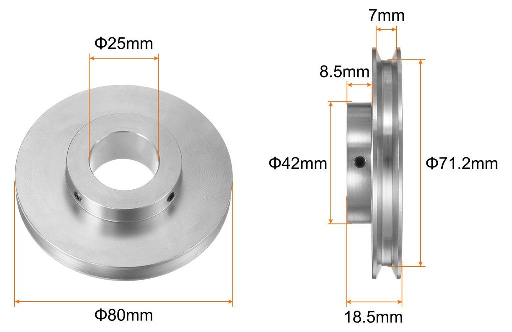 Einzelrillen Riemenscheibe Keilriemenscheibe 25mm feste Bohrung 80mm Au?endurchmesser Aluminiumlegierung mit Sechskantschlš¹ssel fš¹r Bohrmasch...