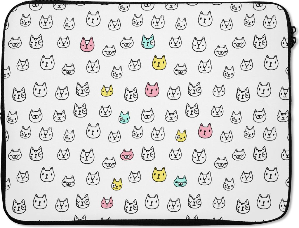 MuchoWow® Laptop Hülle 17 Zoll Laptoptasche Mädchen - Katze Produktbild 