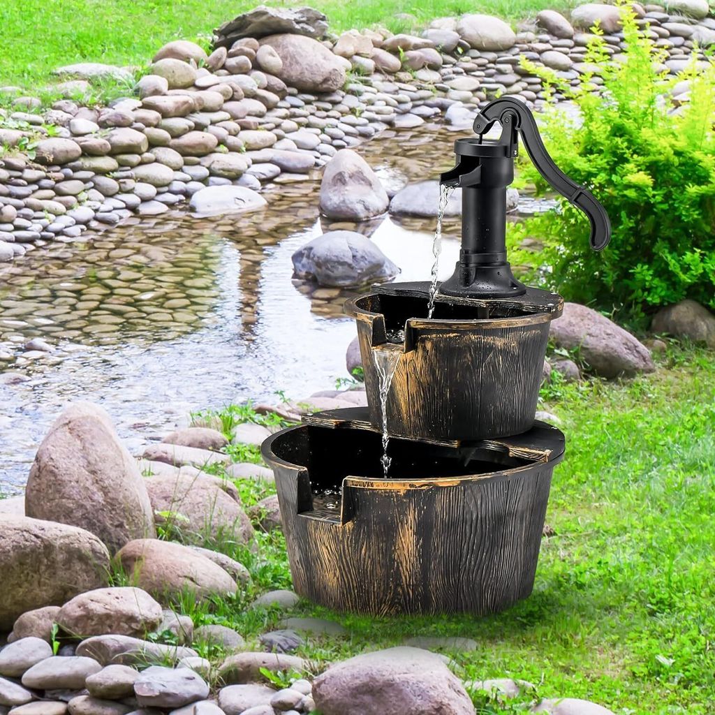 GOPLUS Gartenbrunnen Holz, Springbrunnen Zierbrunnen mit Produktbild 2