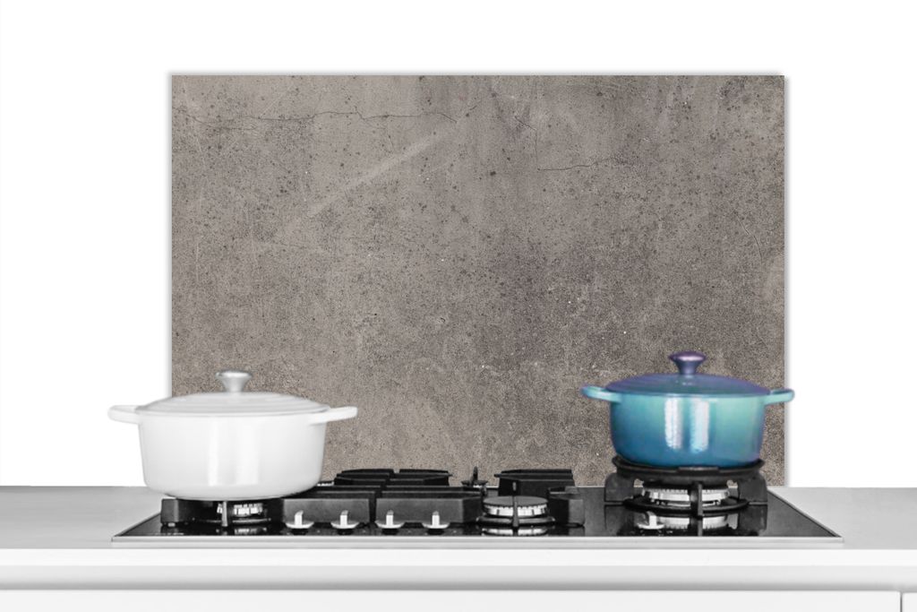 KitchenYeah Spritzschutz Küche - Küchenrückwand - Wandschutz für Herd und Spüle - Beton - Grau - Dots - Kies 80x55 - Alu-Dibond (Alternative...