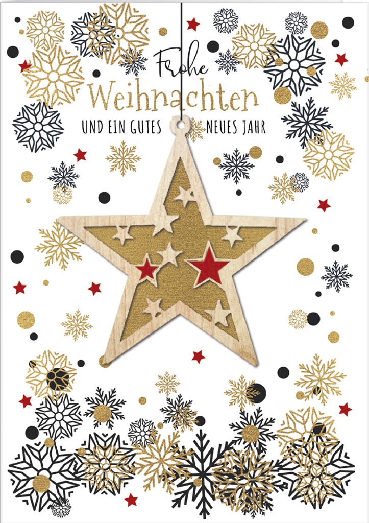 CACTUS Weihnachtskarte "Stern" mit Holzapplikation