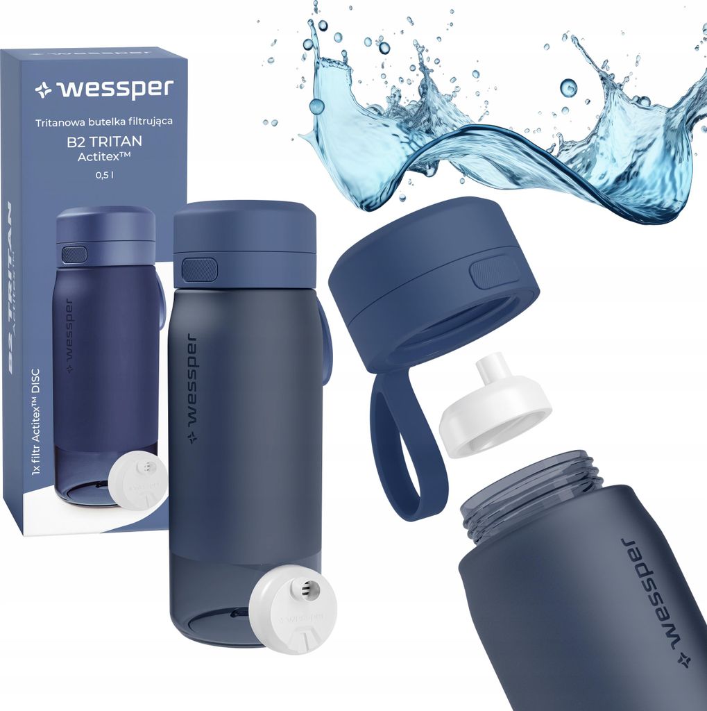 Borraccia Wessper 500ml, tappo filtro acqua in silicone Immagine del prodotto 