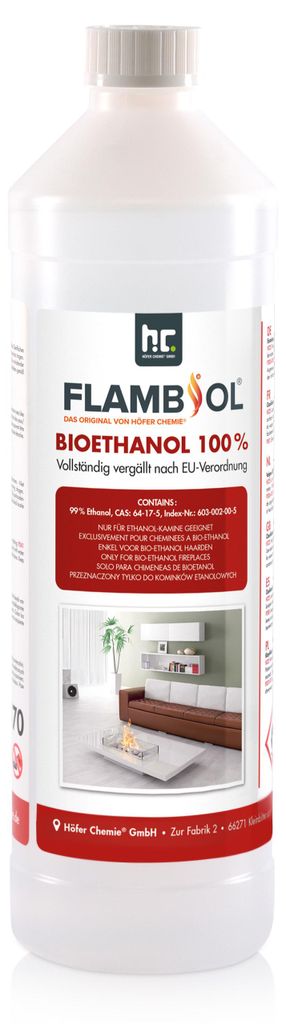 1 L FLAMBIOL® Bioethanol Hochrein 100 % in Flaschen für Produktbild 