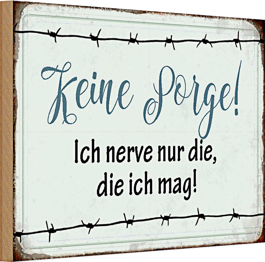 Holzschild Spruch 30x20cm keine Sorge ich nerve nur die ich mag