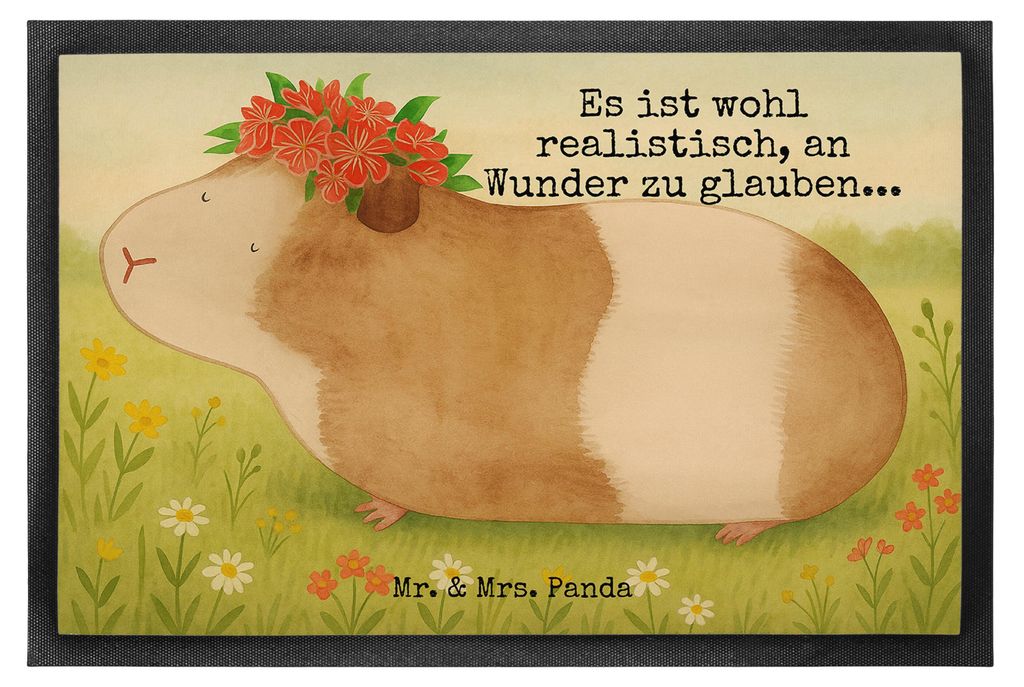 Mr. & Mrs. Panda fußmatte Meerschweinchen Weisheit Design 50 x 75 cm - Weiß - Geschenk, Schmutzmatte, bodenmatte, Motivation, Wunder, flurmatte, ...