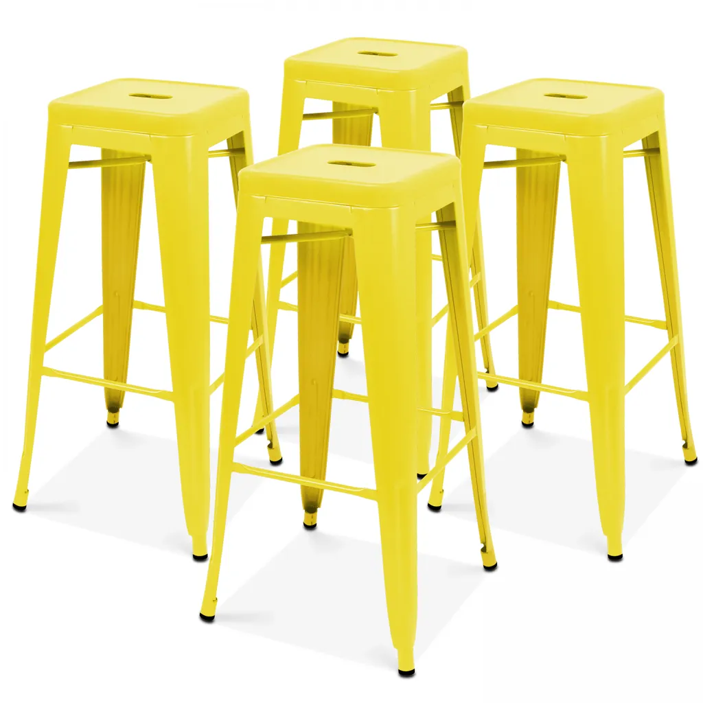 Tabouret de Bar Jaune Lot de 4 pour Îlot Central et Cuisine Américaine