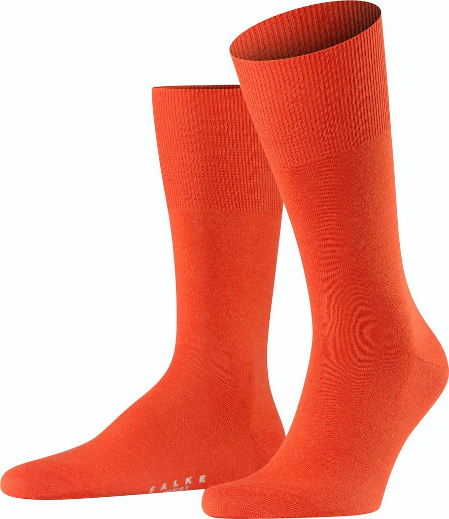 FALKE Herren Socken - Airport, Kurzstrumpf, Freizeit- und Business-Socken, Unifarben Orange (Ziegel) 41-42