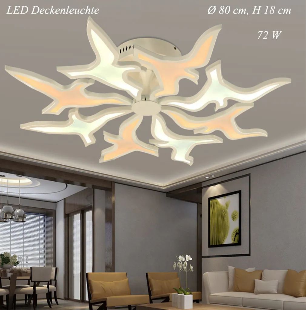 Lampada Soffitto LED Economica A+ 8018-8 | Design Uccellini Moderno