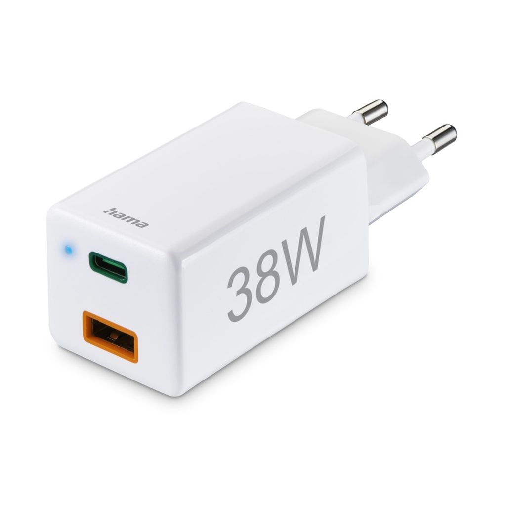 Hama Ladeadapter Schnellladegerät, 1x USB-C, 1x USB-A, Produktbild 