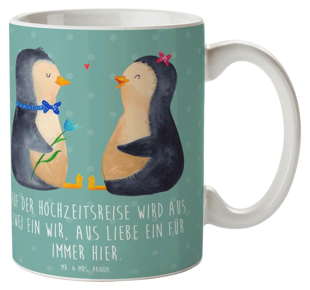Mr. & Mrs. Panda Becher Hochzeitsreise Ewige Liebe - Meeresbrise - Geschenk, Heiraten, romantisch, Hochzeit, Ehe, Geschenke, Pott, Kaffeebecher, Ka...