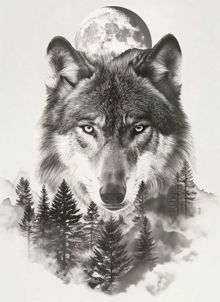 Plakat 40x55cm Wolfgeist des Waldes