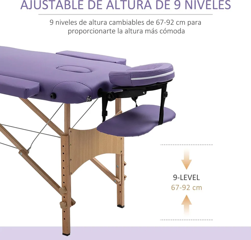 Table de soins pliante violette avec cadre bois robuste pour esthétique - 4